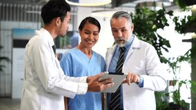 Senior doctor professors talk to nurses and interns to discuss patient care and care for the quality of inpatient services in hospitals. - Powered by Shutterstock - Get 15% off with code: PIKWIZARD15