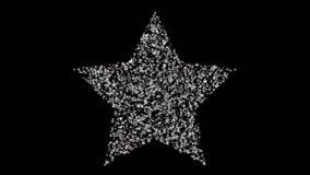 Particles star floating on black background. 3D background. Christmas time. Christmas glitters.