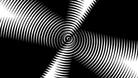 Hypnotizing black and white stripes. Meditation. Seamless background. Seamless loop video. 3D Illustration