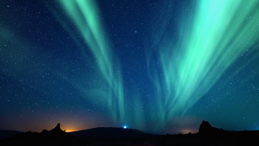 Aurora Green and Milky Way Galaxy Over Iceberg Tilt Up | Shutterstock HD Video #1096428903