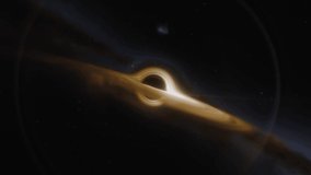 Cinematic animation of supermassive black hole. Accretion disk of matter on the event horizon of black hole. Space, light and time are distorted by strong gravity on the event horizon - Powered by Shutterstock - Get 15% off with code: PIKWIZARD15