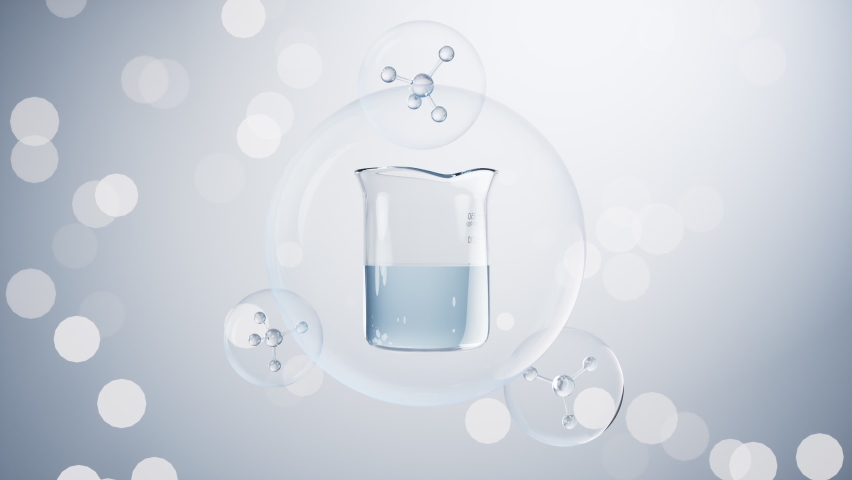 Chemical beaker with blue background, 3d rendering.