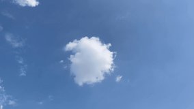  Video of blue sky white cloud white background. Beautiful sky and clouds in the afternoon.