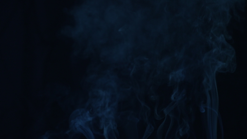 Whit smoke slow motion concept, smoke floating up slow on black screen background, fog or smog motion up, abstract wallpaper screen, vapor or stream from fire flame burning to heat hot of nature power Royalty-Free Stock Footage #1096476499