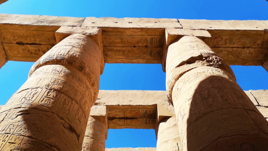 Ruins of the Egyptian Karnak Temple, the largest open-air museum in Luxor Royalty-Free Stock Footage #1096482509