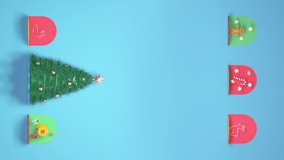 Christmas and new year blue card with animated multiple holiday icons. 3d rendering, seamless looping, vertical, blank space for text - Powered by Shutterstock - Get 15% off with code: PIKWIZARD15