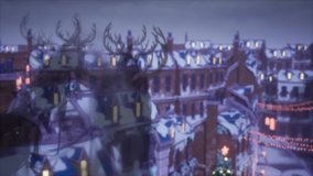 Flying with Santa's Reindeer over a illuminated City for Christmas 3D Animations Renderings CGI 4K - Powered by Shutterstock - Get 15% off with code: PIKWIZARD15