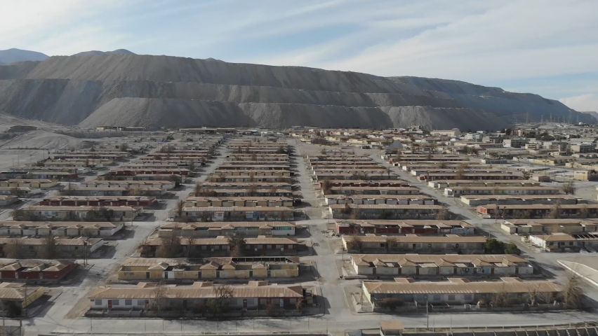 Aerial view of workers houses on Chuquicamata, the world