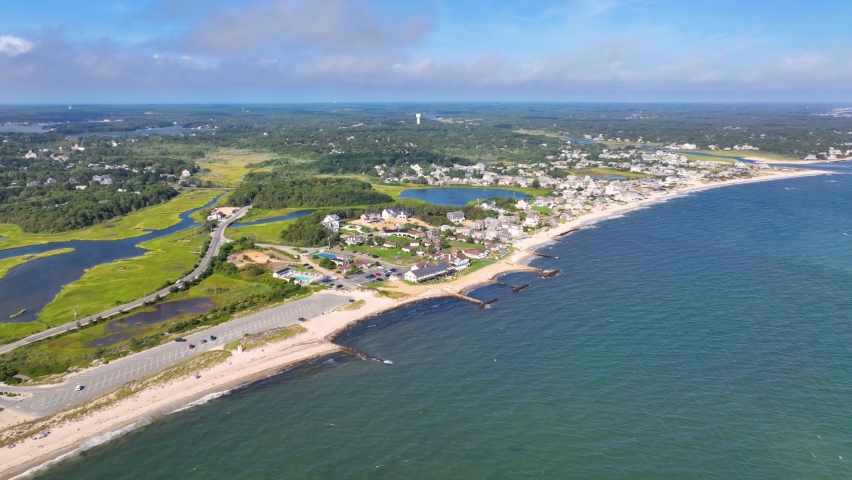 West Dennis Lighthouse was built in 1855 knows as Bass River Light at West Dennis Beach in town of Dennis, Cape Cod, Massachusetts MA, USA. 