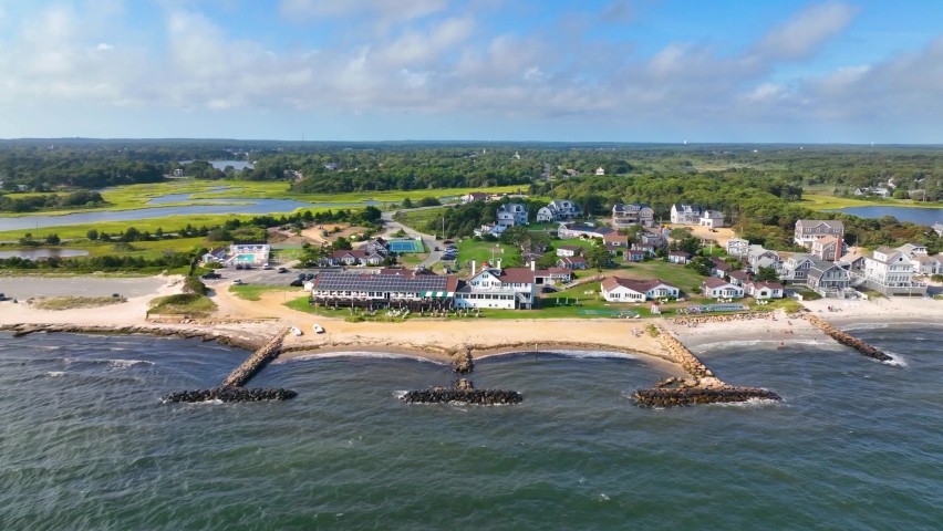 West Dennis Lighthouse was built in 1855 knows as Bass River Light at West Dennis Beach in town of Dennis, Cape Cod, Massachusetts MA, USA. 