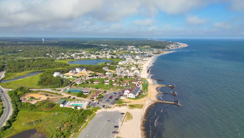 West Dennis Lighthouse was built in 1855 knows as Bass River Light at West Dennis Beach in town of Dennis, Cape Cod, Massachusetts MA, USA. 