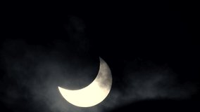 Amazing realtime raw footage of natural phenomenon solar eclipse across clouds and wind. Real video filmed on telescope with nikon Z9 high quality 8k camera