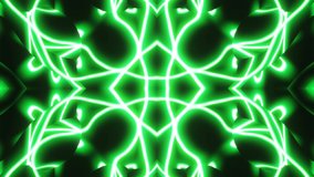 Pulsating abstract patterns in neon green light. A looped background of rays and lines for superimposing music and meditation. VJ Loop. 4K video.