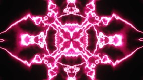 Pulsating abstract patterns in red and pink neon light. A looped background of rays and lines for superimposing music and meditation. VJ Loop. 4K video.