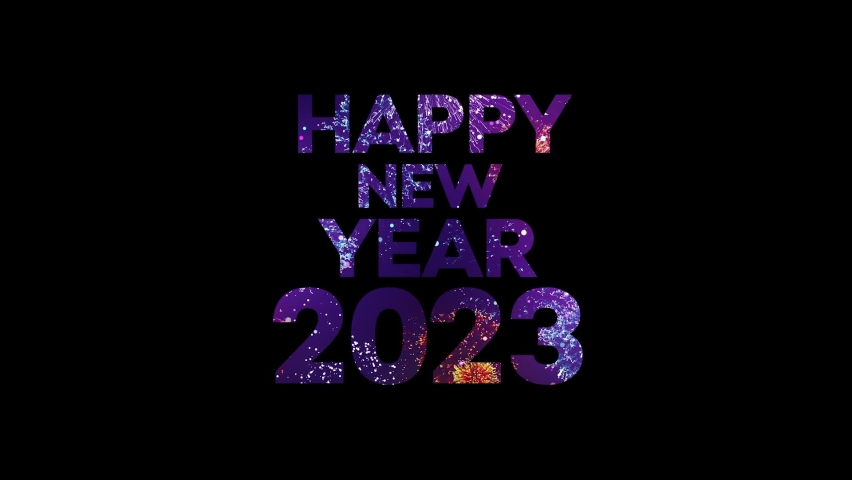 Happy New Year 2023 with a multicolor firework. Alpha matte fireworks with 2023. Happy New Year celebration concept.  | Shutterstock HD Video #1096516111