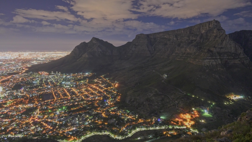 Sunrise over Table Mountain with clouds