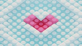 Animated tiles move in waves, with a heart pattern. Pink red blue looping background. Seamless loop animation. Loop Background Video