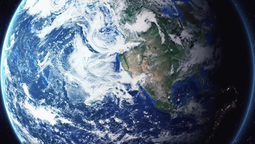 Earth zoom in from space and focus on Cedar Rapids, Iowa, USA. 3D Animation. Background for travel intro. 