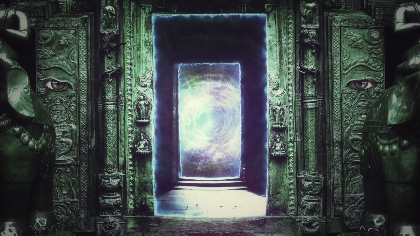 Dimensional Portal Ancient Temple Zoom In Magnetic Field Vortex. Ancient mystical temple with a magnetic field dimensional portal, zoom in. Surreal scene - Powered by Shutterstock - Get 15% off with code: PIKWIZARD15