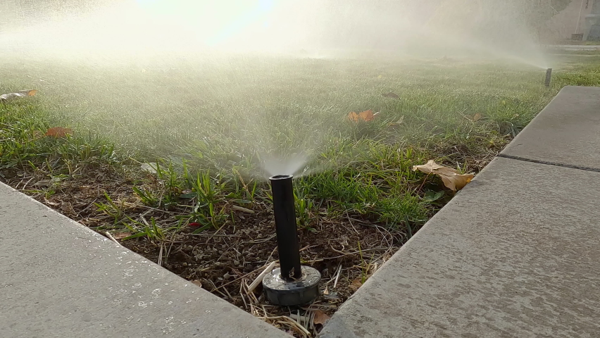 Lawn Sprinkler Blowout at Sunset
