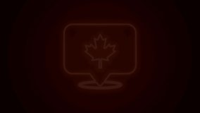 Glowing neon line Canadian maple leaf icon isolated on black background. Canada symbol maple leaf. 4K Video motion graphic animation.