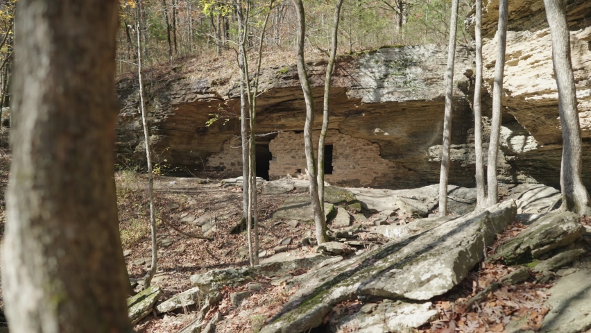 Moonshiners Cave and Waterfall Near Devil’s Den State Park Arkansas USA