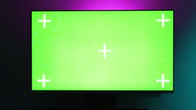 Flat Screen TV With Green Screen Composite. Green Mock-up Display TV. Chroma Key