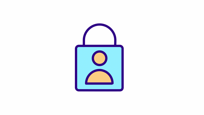 Animated privacy color icon. Identity verification. Personality confirmation. Seamless loop HD video with alpha channel on transparent background. Simple filled line motion graphic animation Royalty-Free Stock Footage #1096555247
