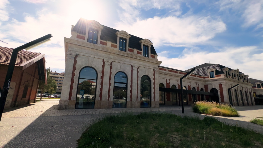 Old train station of Burgos, Spain. High quality 4k footage