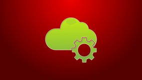 Green line Cloud technology data transfer and storage icon isolated on red background. Adjusting, service, setting, maintenance, repair, fixing. 4K Video motion graphic animation. - Powered by Shutterstock - Get 15% off with code: PIKWIZARD15
