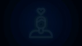 Glowing neon line Romantic man icon isolated on black background. Happy Valentines Day. 4K Video motion graphic animation.