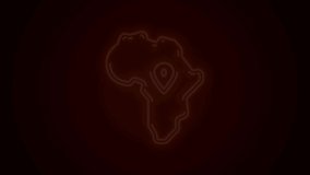 Glowing neon line Map of Africa icon isolated on black background. 4K Video motion graphic animation.
