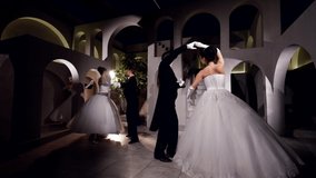 viennese ball, beautiful women and handsome men are dancing waltz in ballroom - Powered by Shutterstock - Get 15% off with code: PIKWIZARD15