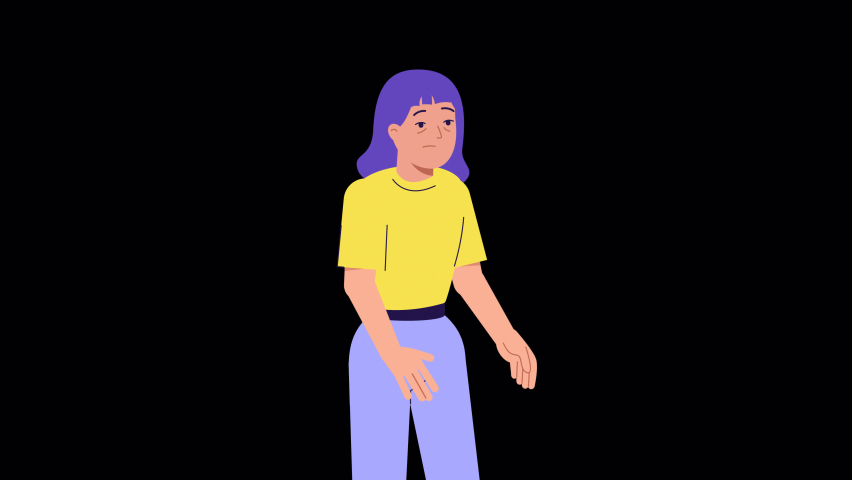 Sad female character animation, ALPHA channel. Woman is Crying or Weeping from sorrow and grief, despair, stress. Negative emotions, depression, mental disorder. cover her face with hands | Shutterstock HD Video #1096579637