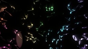 Colorful musical notes animation flowing on black, 4k motion design looping background  - Powered by Shutterstock - Get 15% off with code: PIKWIZARD15
