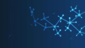 Modern scientific technology video concept. Moving abstract banner with molecules, atoms, compounds and lines. Research or experiment. Innovation and digital world. Neon Realistic Graphic Animation - Powered by Shutterstock - Get 15% off with code: PIKWIZARD15