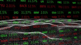 Animation of trading board over sea waves against abstract background. Digitally generated, hologram, stock market, investment, business, water, motion and technology concept. - Powered by Shutterstock - Get 15% off with code: PIKWIZARD15