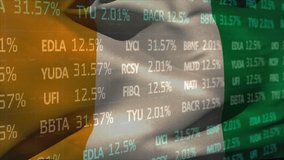 Animation of stock market over flag of ivory coast. Global finances, business and digital interface concept digitally generated video. - Powered by Shutterstock - Get 15% off with code: PIKWIZARD15