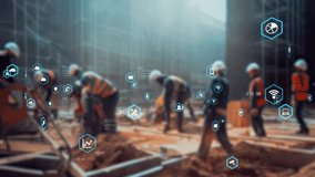 Construction site and cutting edge technology concept. IIoT. Industrial IoT. - Powered by Shutterstock - Get 15% off with code: PIKWIZARD15