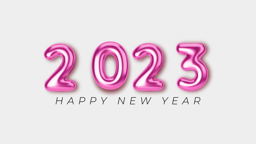 2023 Happy New Year. 3D golden foil 2023 number balloons with the message Happy New Year. New Year celebration concept. 4K animation. | Shutterstock HD Video #1096597547