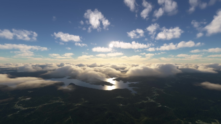 3D - Front aerial shot of the Lake of the Ozarks in Missouri. United States of America