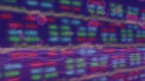 Animation of graphs, trading board, numbers, floating red blood cells and infected cell. Digitally generated, hologram, molecule, stock market, investment, report, finance and healthcare. - Powered by Shutterstock - Get 15% off with code: PIKWIZARD15