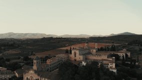 Poblet Abbey, Monastery. Spain. Shooting from a drone