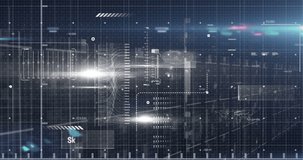 Animation of red graph over hud interface and lens flare against abstract background. Digitally generated, hologram, report, finance, illuminated, light, database, business and technology concept. - Powered by Shutterstock - Get 15% off with code: PIKWIZARD15