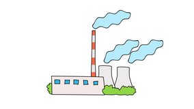 animation heat power plant, smoke from the chimney, save electricity
