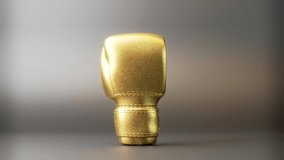 Golden Boxing Glove spinning. 4K 3D seamless looping loop animation video.