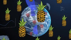 Animation of data processing over pineapples and globe. Global business and digital interface concept digitally generated video. - Powered by Shutterstock - Get 15% off with code: PIKWIZARD15