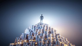 Numerous coins lined up in mountain shapes, blue background, orange glow on the coins, the camera slowly retreated. - Powered by Shutterstock - Get 15% off with code: PIKWIZARD15