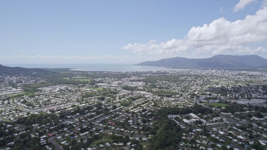 Suburban Neighborhood Of Cairns In Far North Queensland, Australia - aerial panoramic