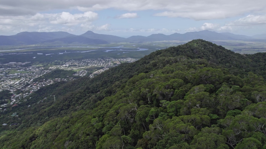 Flying Above Lush Mountains Of Cairns In Far North Queensland, Australia - drone shot